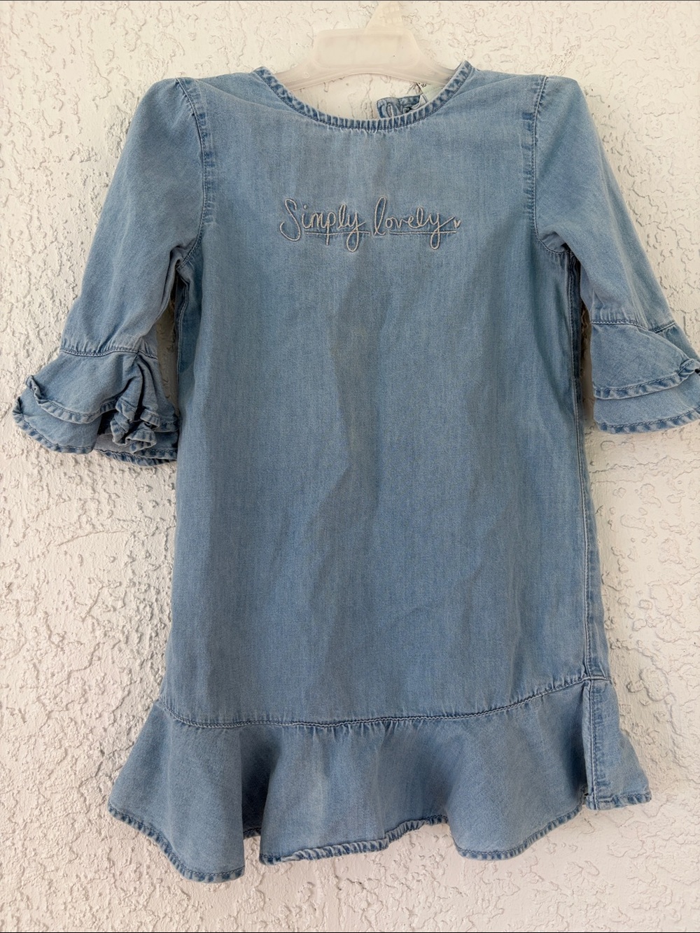 River Island mini Light Denim Ruffle Hem Dress size 3-4 years